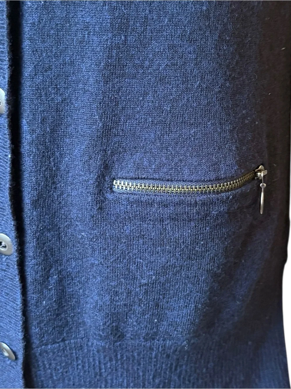 Banana Republic Navy 100% Merino Wool Long Cardigan Sweater Size L Zip Pockets